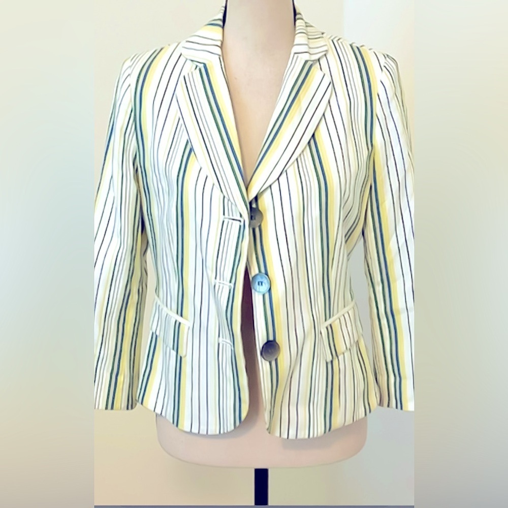 Ann Klein Vintage Striped Button Blazer Size S